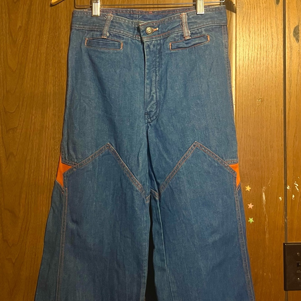 70s Star Leather Patch Bellbottoms - image 4